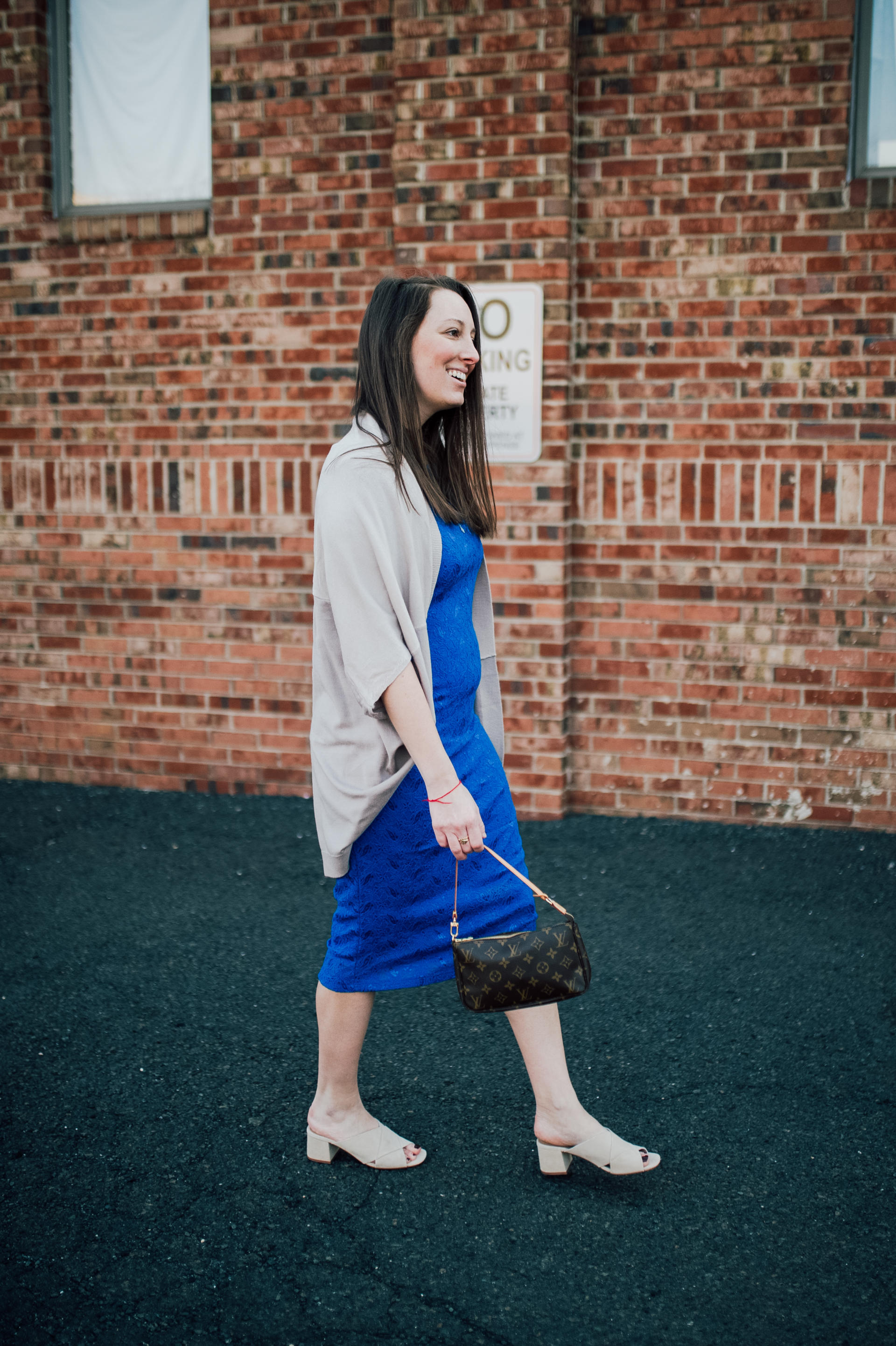 STYLE: Blue Lace Dress with Pink Blush by New Jersey fashion blogger What's For Dinner Esq.