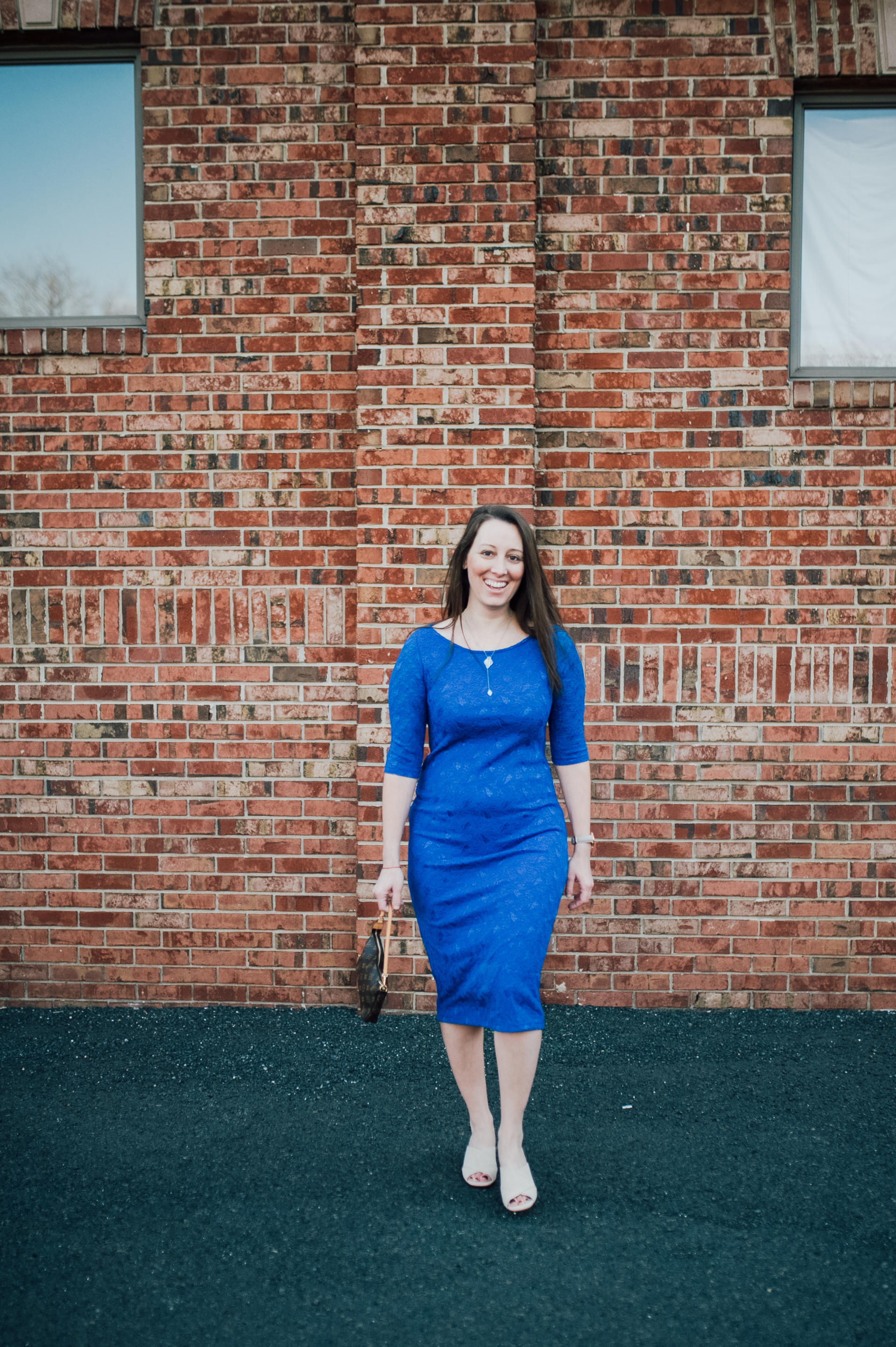 STYLE: Blue Lace Dress with Pink Blush by New Jersey fashion blogger What's For Dinner Esq.